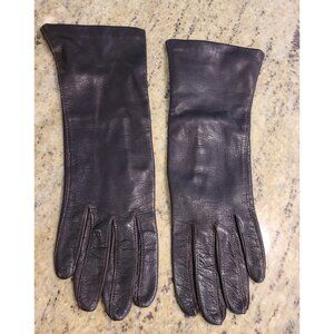 Vintage Adoria Gloves Womens Sz M/L 7 Brown Leather 11" Long Gloves Lined Italy